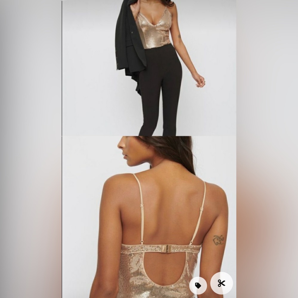 Open back black sequin bodysuit